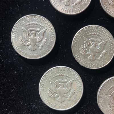 Seven Kennedy Half Dollar 90% Silver Coins 1965-1967