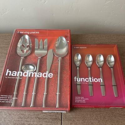 Lot 175 stainless steel serving pieces, and spoons