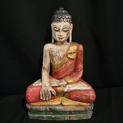 Burmese Buddha and Hindu Woman Wood Carvings (D-DW)