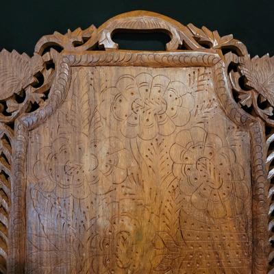 Ornate Carved Indian Serving Tray (D-DW)