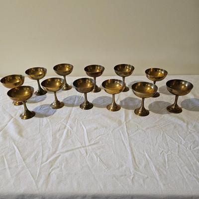 12 Vintage Brass Goblets (D-JS)
