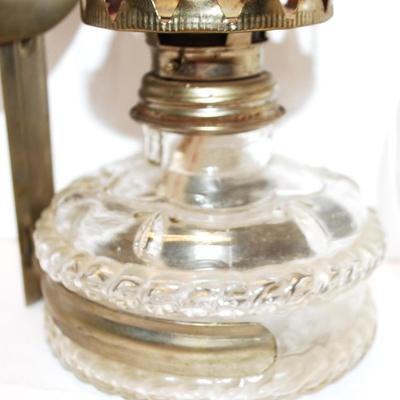 Vintage Oil Lamp with Chimney, Back Reflector and Wick 13" H