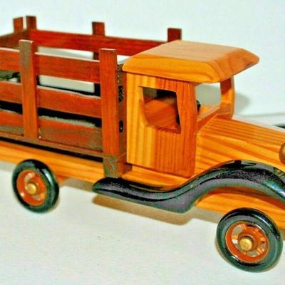 ALL WOOD DELIVERY STAKE TRUCK---POLISHED Red Oak Style Model