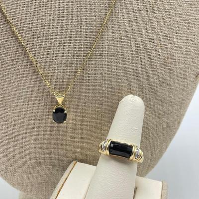 14K w/ Onyx & Moissanite (B1-SS)