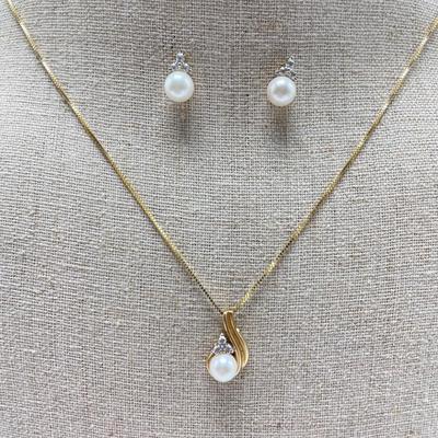 Diamonds & Pearls: 14K Set (B1-SS)