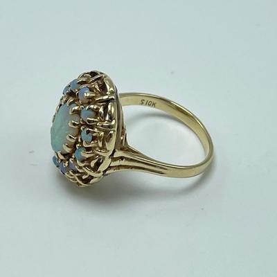 Opal Halo 10K Yellow Gold Ring (B1-SS)
