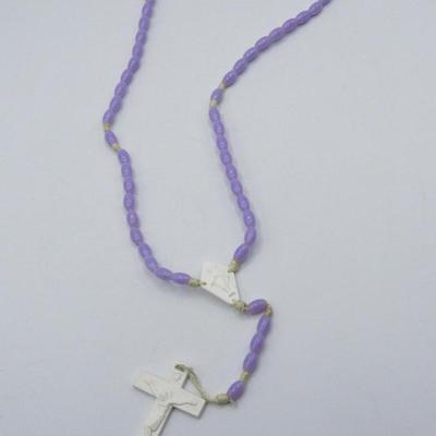 Vintage Purple Classic Beaded Prayer Rosary Necklace