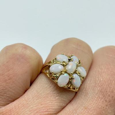 Vintage Opal Cluster 14k Ring (B1-SS)