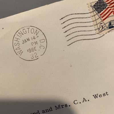 1965 White House Christmas Card w/ Date Stamped Envelope