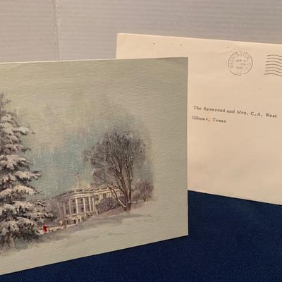 1965 White House Christmas Card w/ Date Stamped Envelope