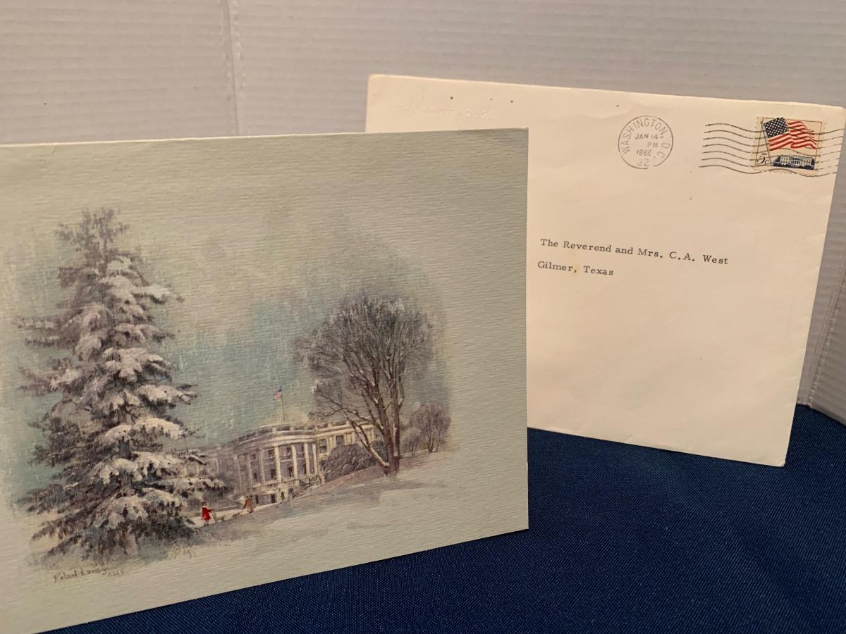 1965 White House Christmas Card w/ Date Stamped Envelope