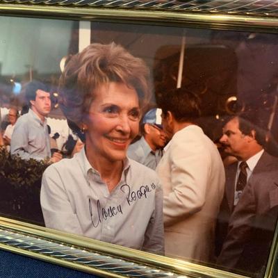 1980s Nancy Reagan Framed Photo Autograph Holiday Card