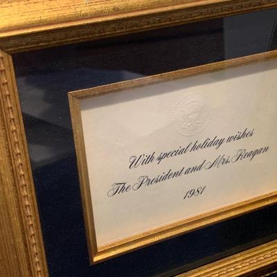 1980s Nancy Reagan Framed Photo Autograph Holiday Card