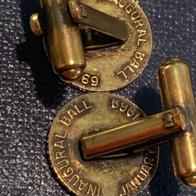 1969 & 1981 Inaugural Cuff Links & Ball Brass Plate
