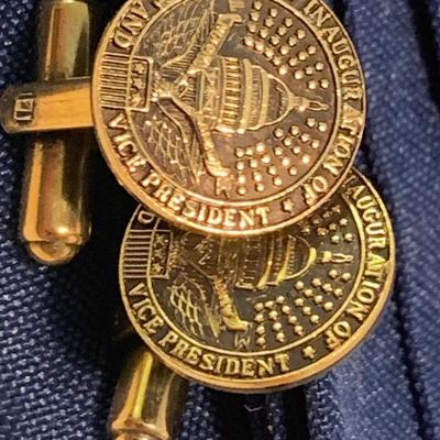 1969 & 1981 Inaugural Cuff Links & Ball Brass Plate