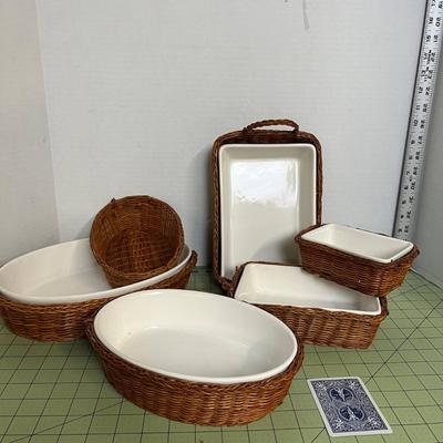 Casserole Dishes with Decorative Serving Baskets