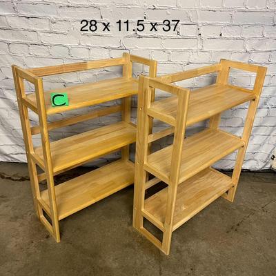 Crate & Barrel Foldable Wooden Shelves - 28x11.5x37