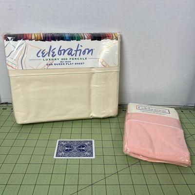 QUEEN Flat Sheet & 2 Standard Pillow Cases