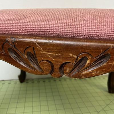 Vintage Floral Cross Stitched Ottoman