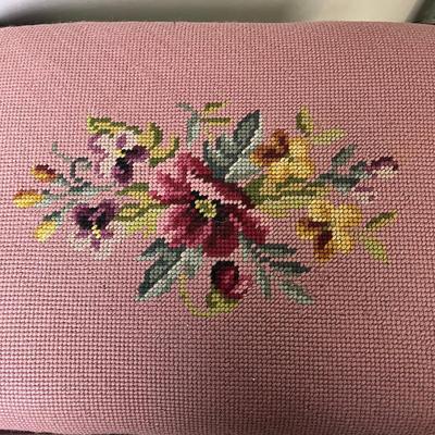 Vintage Floral Cross Stitched Ottoman