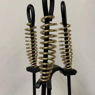 Fireplace Log Rack & Black Fireplace Tool Set