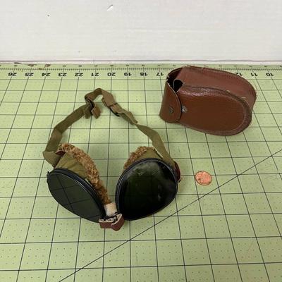 Vintage Motorcycle Goggles with Case