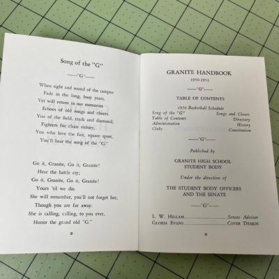 1951- 1953 Granite Highschool Handbooks & 1949-50 Olympus Jr High