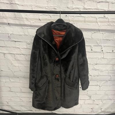 Black Faux Fur Coat- No listed size, approximately size medium