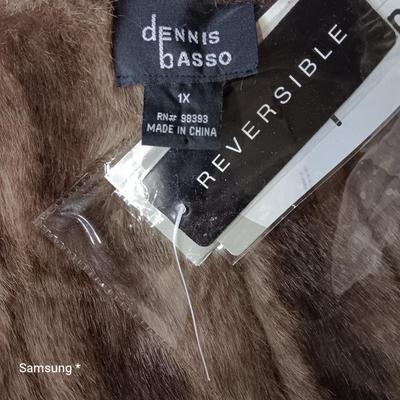 Dennis Basso Reversible Faux Fur Coat - Size 1XL