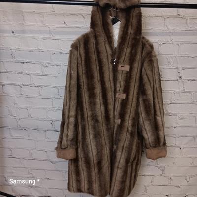 Dennis Basso Reversible Faux Fur Coat - Size 1XL