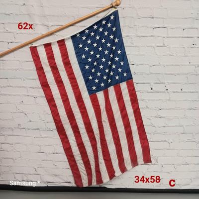 American Flag with Wood Pole
