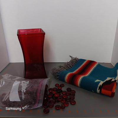 Southwestern Mat, Vase, and Glass Vase Fillers