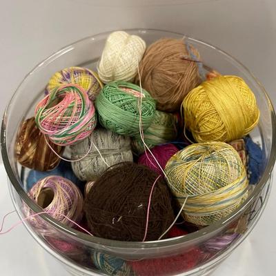 Vintage Pyrex Cracker Barrel Full of Fine Cotton Yarn/Embroidery Floss