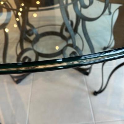 Lot 250 round glass and metal dining set with six chairs