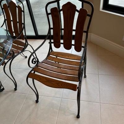 Lot 250 round glass and metal dining set with six chairs