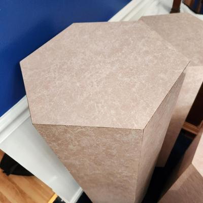 4 Laminate Hexagonal Plinths Side Tables Pedestals Display 12" Dia