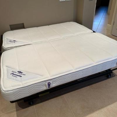 Lot 231 twin metal frame trundle bed with comfort Pedic mattresses