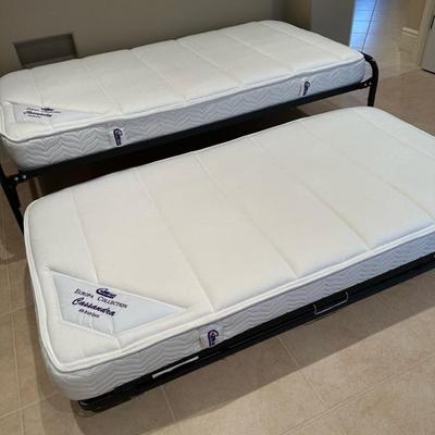 Lot 231 twin metal frame trundle bed with comfort Pedic mattresses