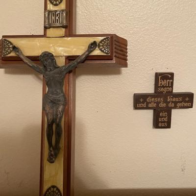 Crucifix, German cross and Mary wall hanging
