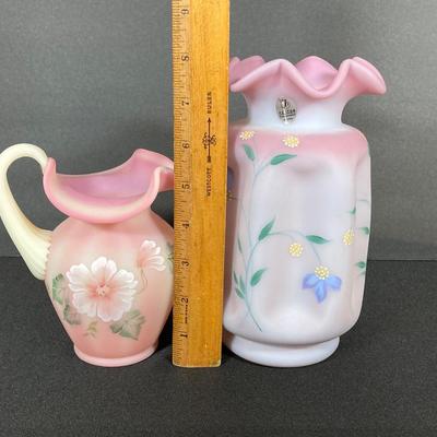 LOT 2J: Fenton Frosted Glass Vase and Pitcher Collection