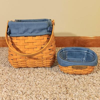 LOT 38K: Longaberger Blanket Basket with Painted Lid & More