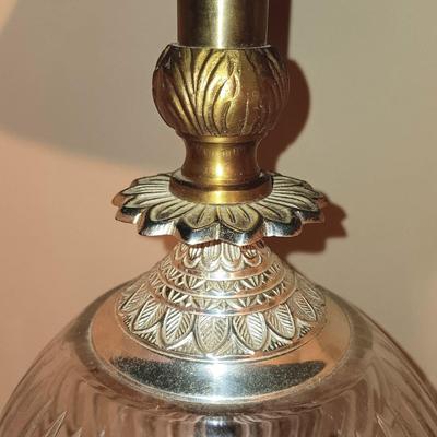 LOT 44K: Vintage Glass and Metal Lamp with Decorative Columns