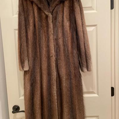 Long brown fur coat