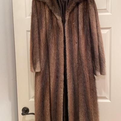 Long brown fur coat