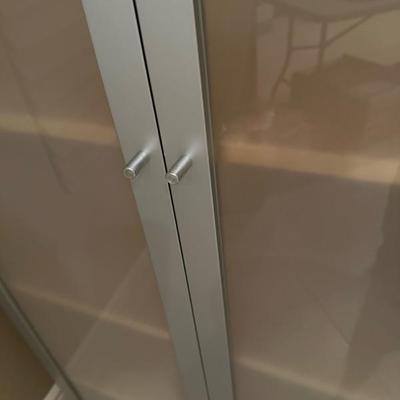 Lot 238 Six shelf frosted glass doors cabinet