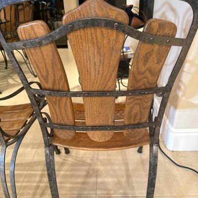 Lot 268 Set of 3 wrought iron and wood chairs