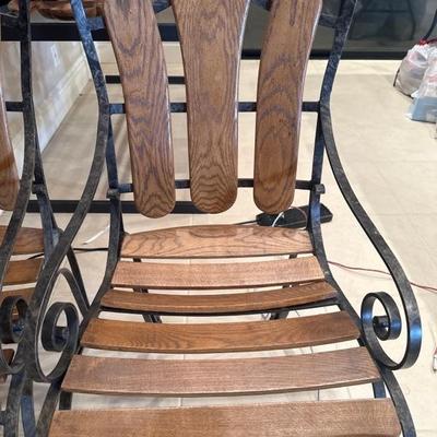 Lot 268 Set of 3 wrought iron and wood chairs