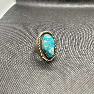 Vintage turquoise & Silver ring - large