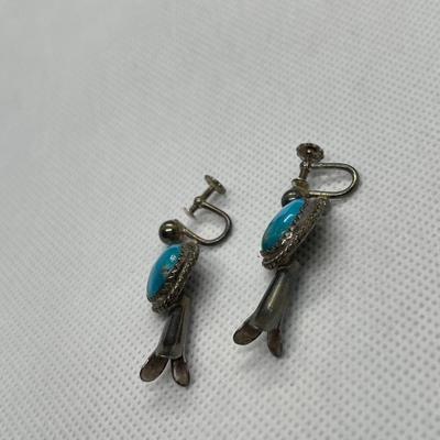 925 Sterling Zuni Turquoise Satellite Drop Earrings