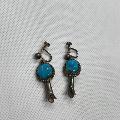 925 Sterling Zuni Turquoise Satellite Drop Earrings